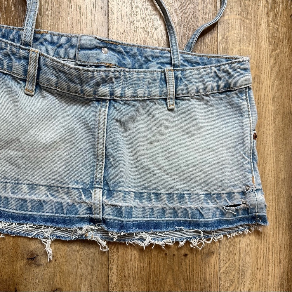 ZARA Denim Skirt Effect Crop Top Size XSmall - Picture 8 of 12